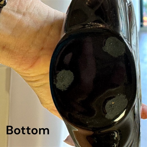 Art Deco Glossy Black Decor Vase Vintage Black Drape Swirl Planter Black MCM - Picture 2 of 9